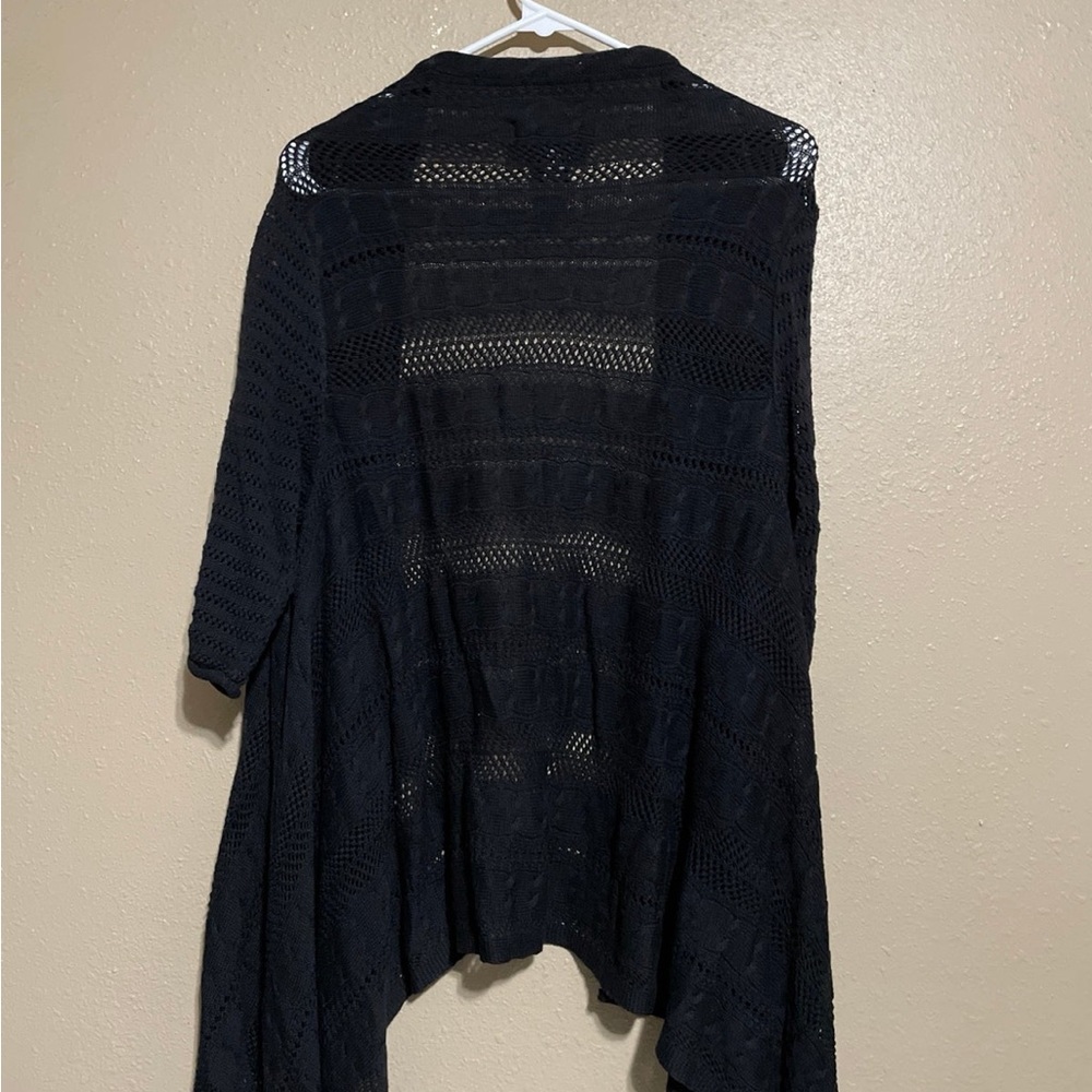 Black Knit Open Front Cardigan Sweater Women’s L - Picture 4 of 5